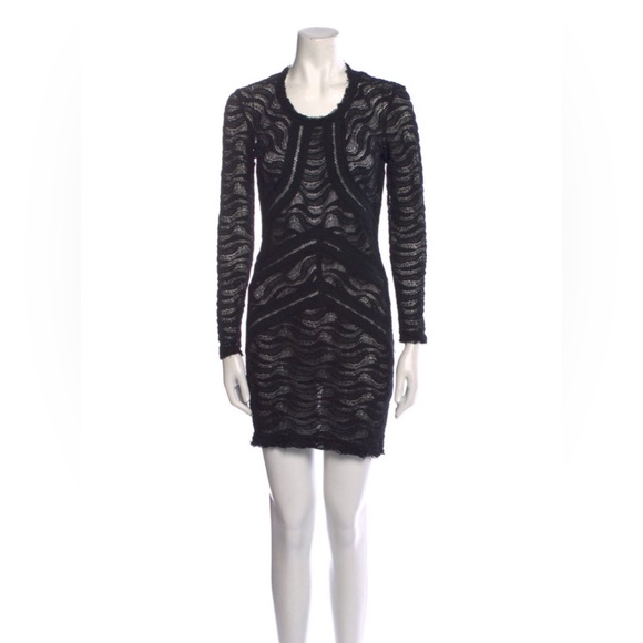 IRO Paris Black Stretch Lace Long Sleeve Dress - Picture 1 of 3